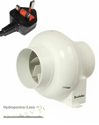 4  Inline Shower Bathroom Hydroponics Extractor Fan UK Plug Perfect For Tents • £19.99