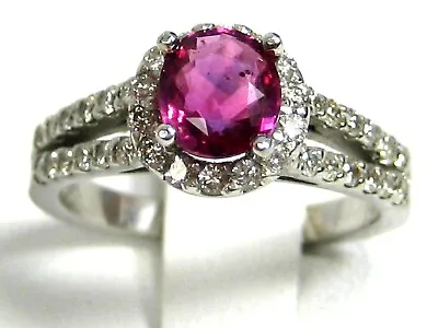 Pink Sapphire Ring 14K White Gold Halo Appraised Made In The USA 20yrs On EBay • £1038.95