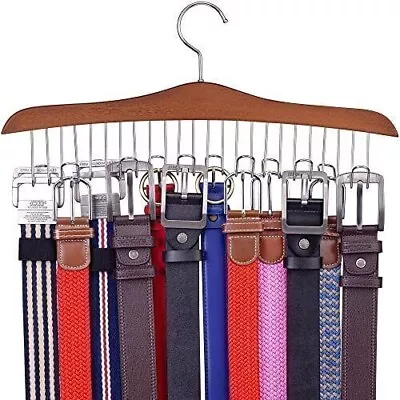 Belt Hanger (Wooden Cherry Maple 12 Hooks) Closet Organizer For Ties • $13.57