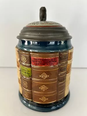 Antique Mettlach Beer Stein Book Stein For  Medical Man  Doctor  Schlitt #2001 • $225