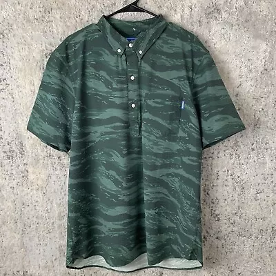 Chubbies Popover Shirt XL Green Camouflage Short Sleeve Popover Button Up Mens • $30