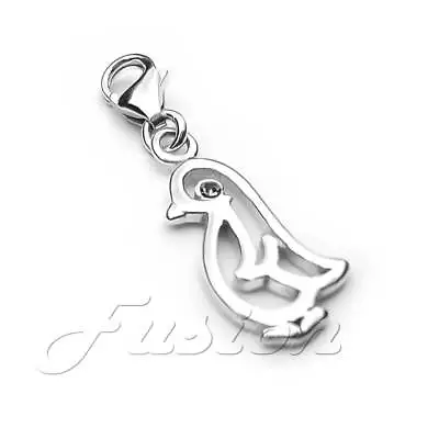 Solid .925 Sterling Silver Penguin Charm Clip-on ADD CHARM TO BRACELET CH36 • £8.49