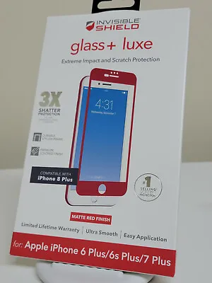 ZAGG Invisible Shield Glass+ Luxe Screen Protector IPhone 6 6s 7 8 PLUS - Red • $7.99