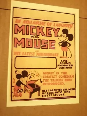 VINTAGE  Mickey The Mouse  Theatrical Film Release Poster Fine Art Postcard 1929 • £3.30