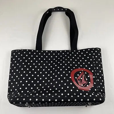 Volcom Large Polka Dot Tote Travel Bag Zip Closure Inside Pockets Canvas Shell • $30.41