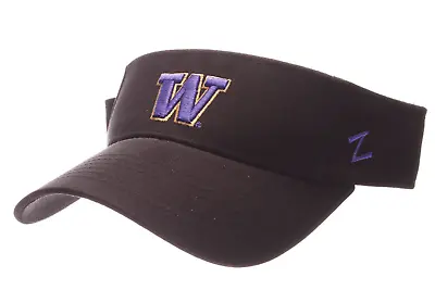 Washington Huskies University Ncaa Black Zephyr Adjustable Visor Cap Hat Nwt! • $19.95
