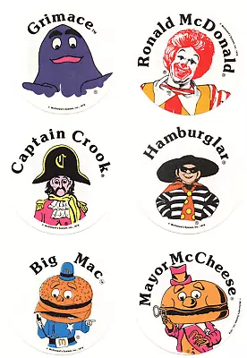 SIX(6) DIFFERENT VINTAGE McDONALDLAND CHARACTER 1978 McDONALD'S IRON-ON PATCHES • $25