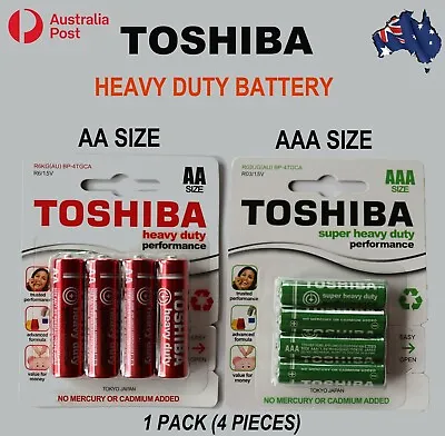 Genuine TOSHIBA Heavy Duty Battery AA AAA Size 1.5V Batteries Free Postage • $6.99