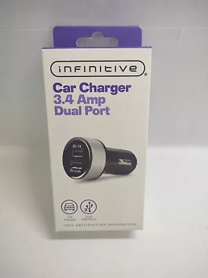 Infinitive Car Charger 3.4 Amp Dual Port USB-A Cigarette Lighter Phone • $7.46