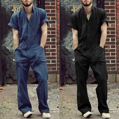 Men Short Sleeve Overalls Pants Fashion Casual Romper Playsuit Jumpsuit Workwear • $30.43