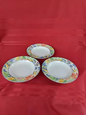 Mikasa Fine China  Fleur De Amour 3 Rimmed  Soup Plates With Floral Border Japan • $35