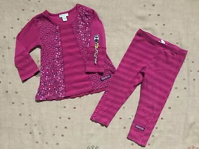 Naartjie Purple Striped Floral Tunic And Leggings Set Size 18-24 Mo. • $13.99