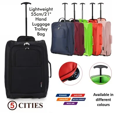 £24.99 • Buy 5 Cities Hand Cabin Luggage Trolley Wheeled Flight Bags - Ryanair Easyjet 