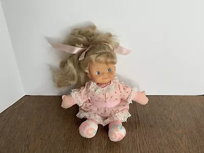 Vintage Rubber Face Soft Body Blonde Hair Blue Eyes Baby Girl Doll In Pink Dress • $10.30