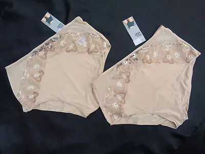 M & S 2 Pair Full Briefs Size 12  Embroidered Opaline  Marks Spencer • £9.99