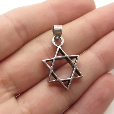 925 Sterling Silver Vintage Star Of David Judaica 3D Pendant • $24.95