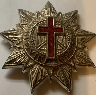 $15 • Buy Vintage In HOC Signo Vinces Masonic Knight Templar Metal Emblem Insignia