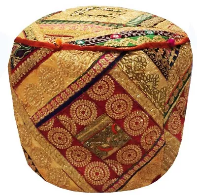 25  Exquisite Sari Beadd Moti Ottoman Pouf Bench Stool Pillow Chair Pouffe Cover • $36.17