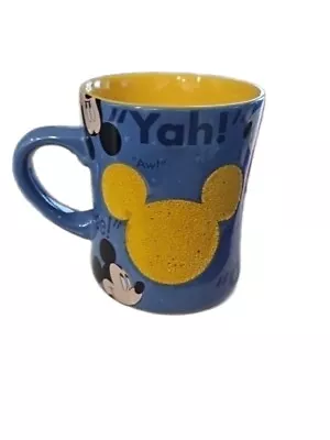 Disney Parks Authentic Mickey Mouse Coffee Mug Blue / Yellow With Texture Images • $11.99