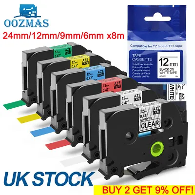 £3.49 • Buy Compatible Brother TZ Tze Label Tape Printer P-Touch Laminated 18mm/12mm/9mm 8m