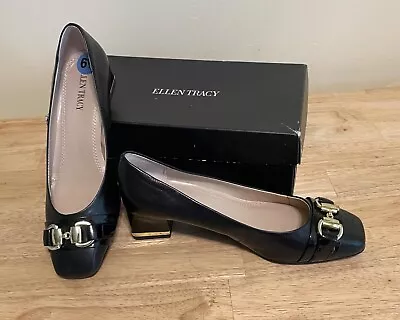 Ellen Tracy Womens Black Dress Shoe With Buckle 2  Heel Size 6.5 • $20