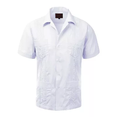 Guayabera Men's Cuban Beach Wedding Short Sleeve Button Up Casual Dress Shirt • $22.88