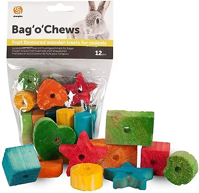 Sharples Bag 'O' Chews Fruit Flavoured Rabbit Gnawing Toy Wooden Rat Toy 12pcs • £5.49
