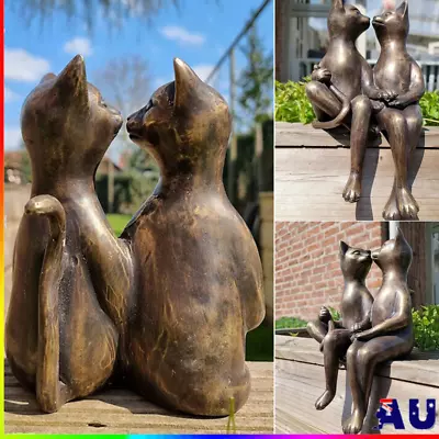 Couple Cat Dating Resin Statue Decorative Garden Ornaments Courtyard Crafts Gift • $21.91