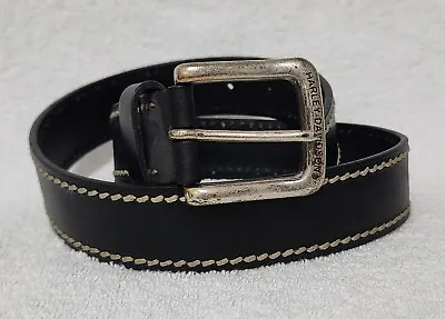 Mens Harley Davidson Mod Core Double Stitch Black Leather Belt Size 28 • $29.95