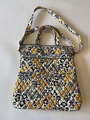 Vera Bradley Yellow Black Cotton Go Wild Floral Print Quilted Tote Bag Small • $29.97