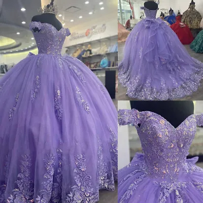 $159.29 • Buy Lavender Quinceanera Dresses With Big Bow Beaded Sweet 15 16 Pageant Ball Gowns