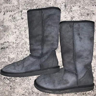 UGG Australia Classic II Tall Shearling Suede BOOTS  Womens 7 - Gray 5815 • $30