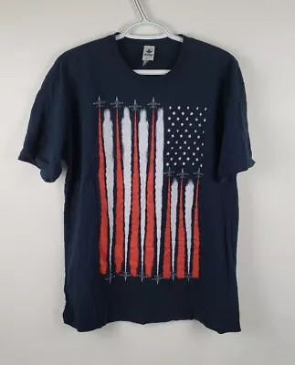 Maverick Air Apparel Patriotic Mens Graphic TShirt Short Sleeve Navy Blue Size L • $17