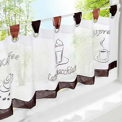 £12.99 • Buy Cafe Curtains Kitchen Short Valance Window Drape Sheer Voile Tab Top Blind