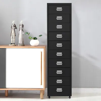 £99.95 • Buy 10 Drawers Tall Bedroom Cabinet Chest Storage Unit Mobile Filing Cupboards Metal