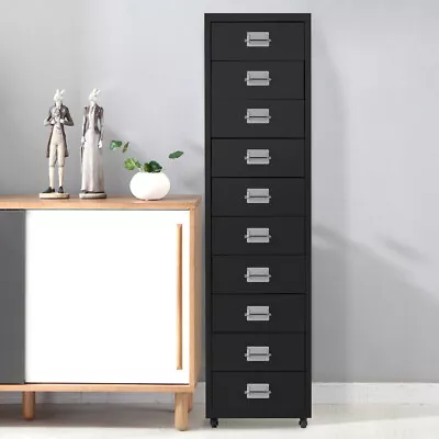 £99.95 • Buy 10 Drawers Tall Bedroom Cabinet Chest Storage Unit Mobile Filing Cupboards Metal
