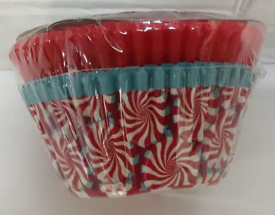 $5.59 • Buy 48 Paper Baking Cups Christmas Holiday Cupcake Liners Party Peppermint Candy