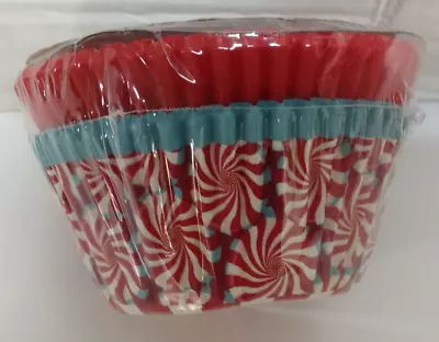 $5.59 • Buy 48 Paper Baking Cups Christmas Holiday Cupcake Liners Party Peppermint Candy