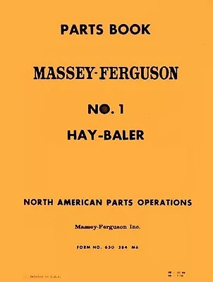 Massey Ferguson MF No. 1 Hay  Baler Operators Manual • $21.91