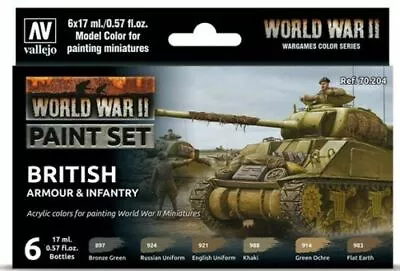 Vallejo Wargames Color Series World War II British Armor & Infantry Paint Set • $18.99
