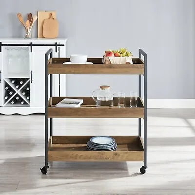 Home Mobile Bar Kitchen Serving Cart 3 Levels Drinks & Tea Trolley FREE SHIPPING • $199