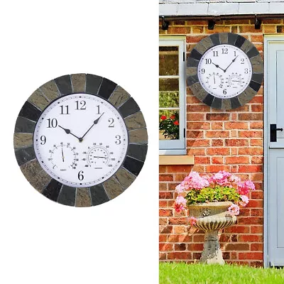 Outdoor Garden Wall Clock With/Thermometer /Hygrometer Display • £14.95