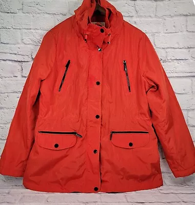 Michael Kors Large Orange Red Raincoat Jacket Coat Water Resistant Windbreaker L • $29.95