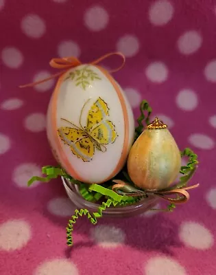 Vintage Decorative Eggs In Glass Nest • $8