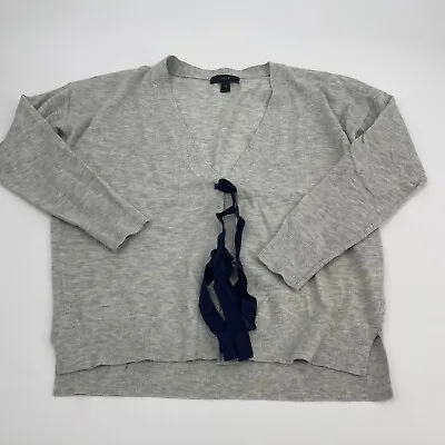 J Crew Womens Cardigan Sweater XXS Gray Bow Front Casual Knit Preppy Wool Soft • $10.49