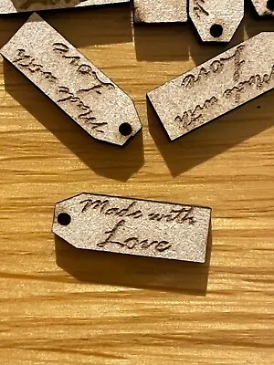 Made With Love Wooden Craft Charms For Jewellery Makers 2mm MDF Laser Cut • £3