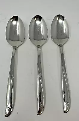 Vintage Oneida  Spoon Lot 3 MCM Atomic Starburst Twin Star Stainless Made USA • $10.88