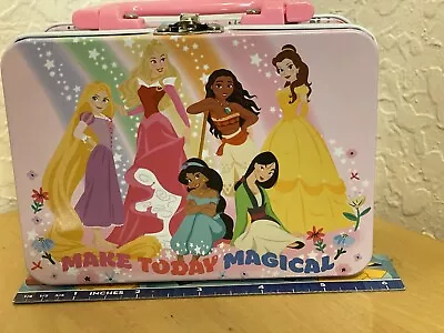 Tin Box Co. Disney Princess Metal Mini Lunch Box 5.75  × 4.25  Pink Handle - New • $12.50