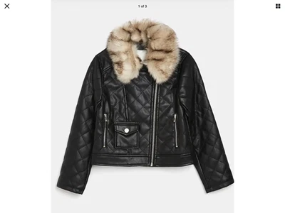 £12.99 • Buy 💗💗 River Island Girls Black Faux Fur Trim Leather Jacket Coat Age 4/5 NWT💗💗