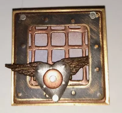 Vintage Handmade Winged Heart Brooch Pin Art Deco Steampunk • $5.99